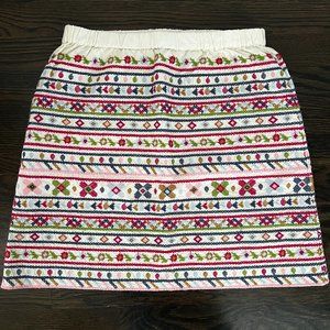 LANDS' END Floral Embroidered Skirt Colorful Cross Stitch